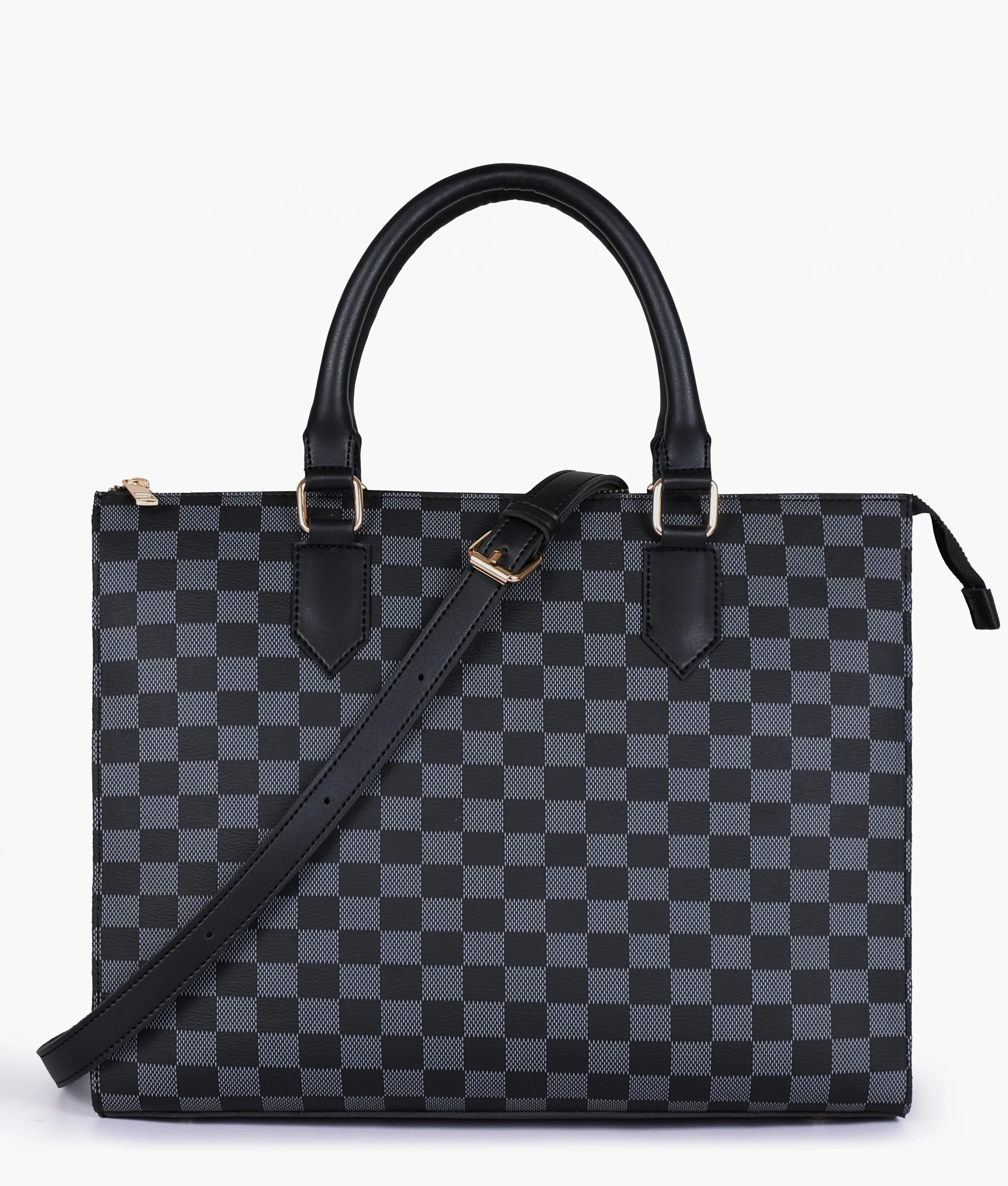 Black Checkered on-the-go Tote Bag